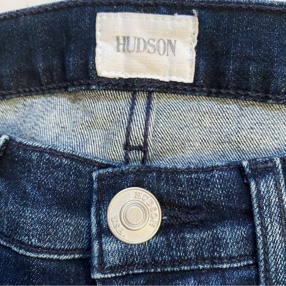 HUDSON Ciara S. Skinny Exposed Button fly ripped distressed skinny blue jeans - Picture 6 of 11